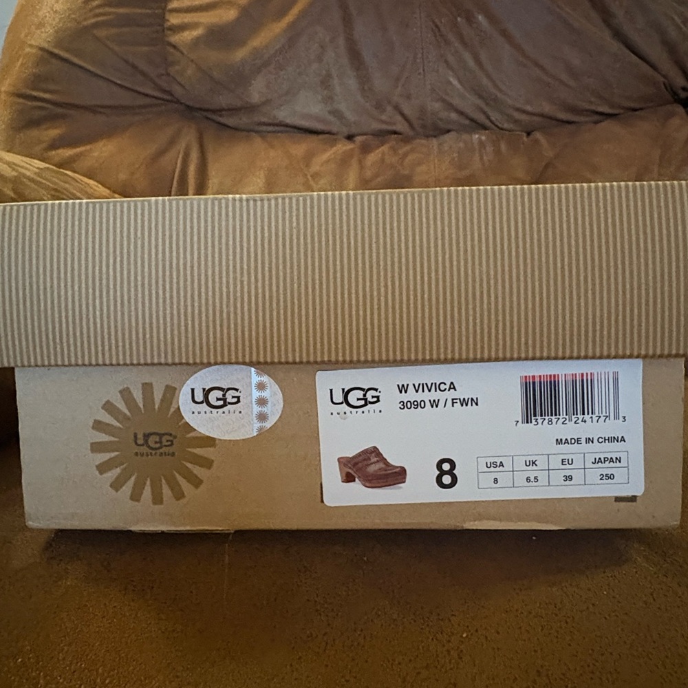 UGG Women's Brown Leather Mules - Picture 5 of 5